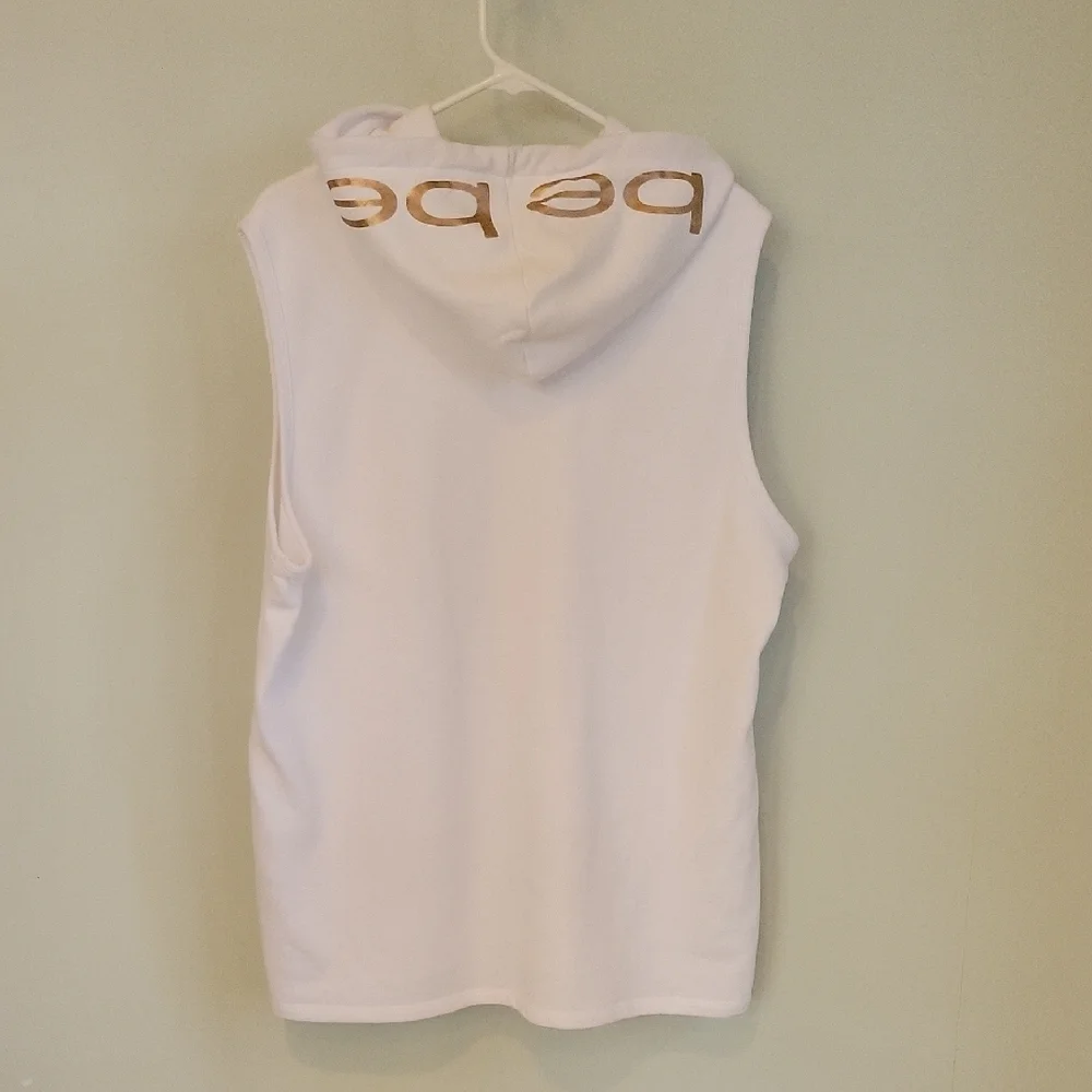 Bebe Sport White Hoodie with Dusty Rose Drawstrings Mesh Hem Detail Size 2x - Picture 6 of 7